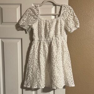 J Crew Crewcuts girls dress embroidered daisies floral metallic gold white